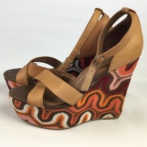 Jeffrey Campbell Bradshaw Embroidered 70’s Inspired Platforms Sz 8.5